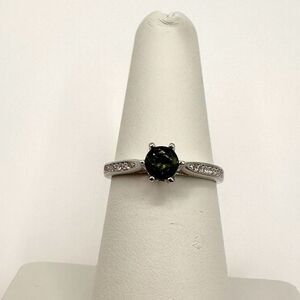 SALE! Genuine .51ct vvs green tourmaline and cz diamond accent, in .925 ring!